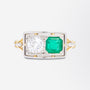 Art Deco Emerald & Diamond 'Toi et Moi' Ring