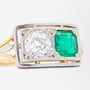 Art Deco Emerald & Diamond 'Toi et Moi' Ring