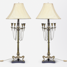 Load image into Gallery viewer, Pair of French Empire Style Candelabra Table Lamps