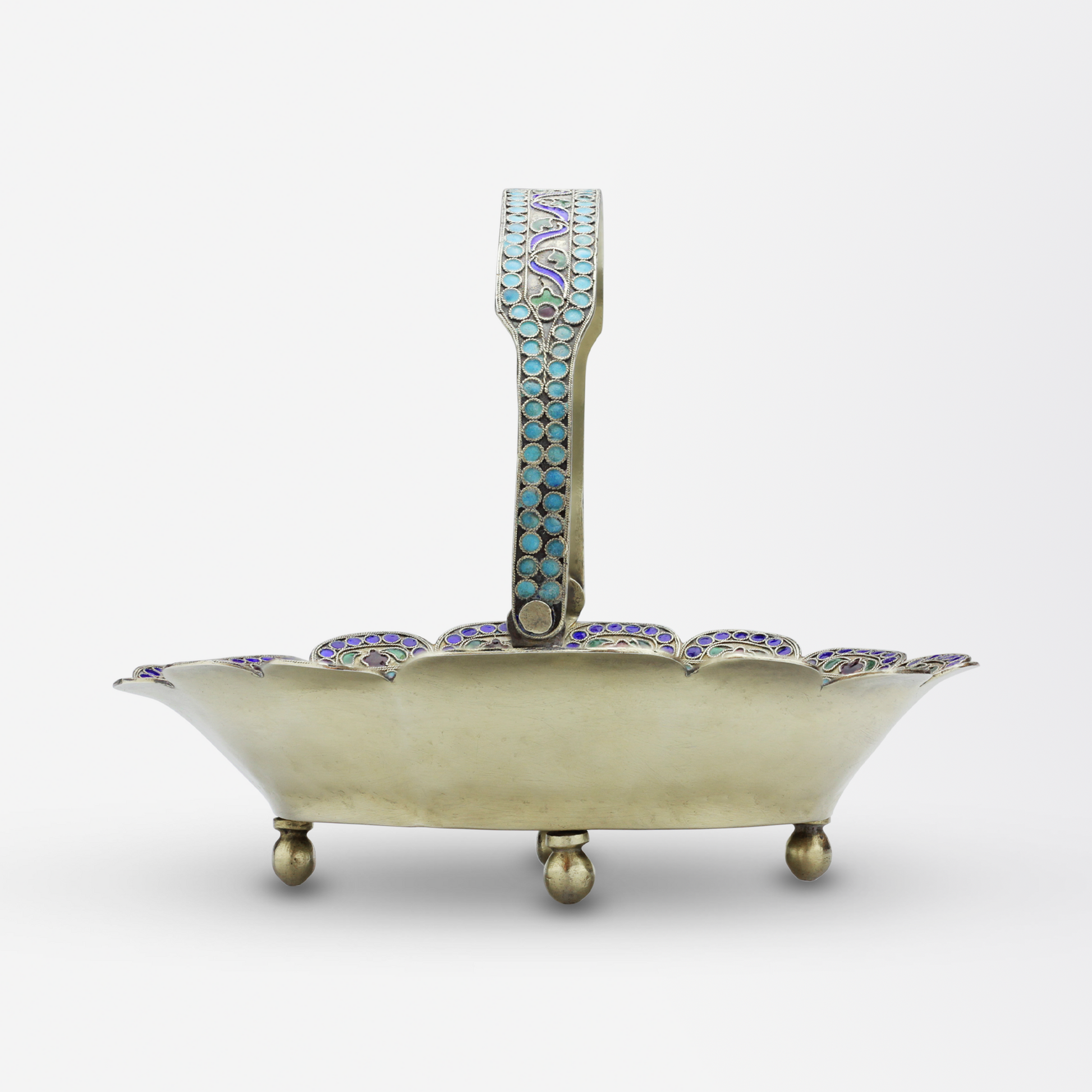 Panier en argent et émail