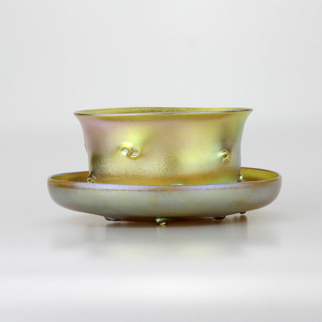 Tiffany Studios Favrile Bowl and Saucer - The Antique Guild