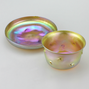 Tiffany Studios Favrile Bowl and Saucer - The Antique Guild