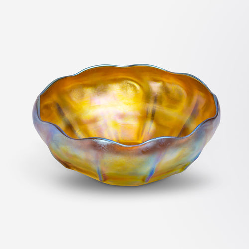 Hand Blown Iridescent Gold Favrile Glass Bowl by Tiffany Studios