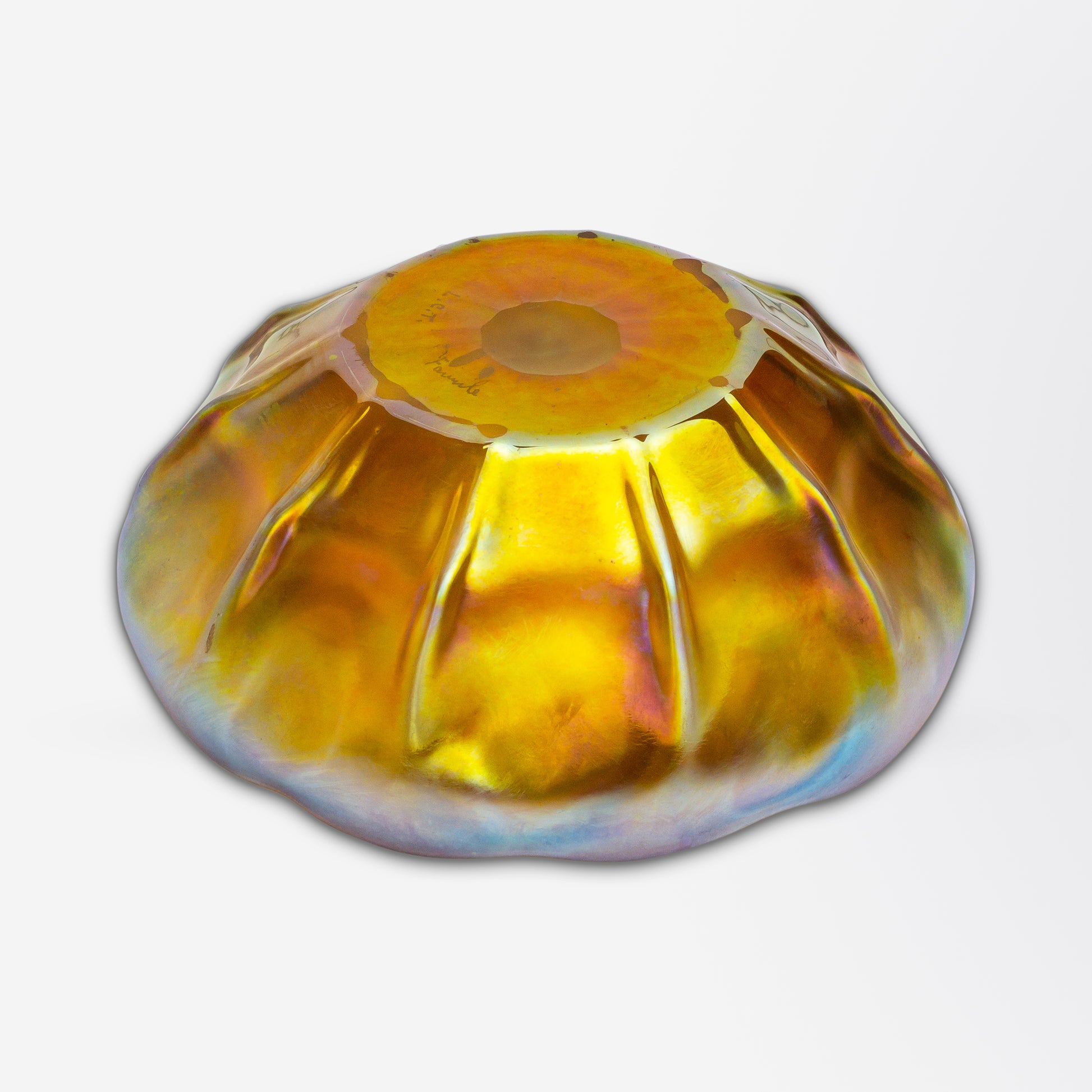 Hand Blown Iridescent Gold Favrile Glass Bowl by Tiffany Studios