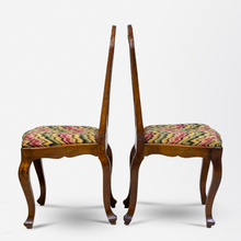 Load image into Gallery viewer, Pair of 18th Century English Chippendale Style Chairs with Flame Stitching in Walnut