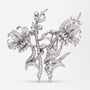 French Convertible Double Clip Diamond Floral Spray Brooch and Ear Clips