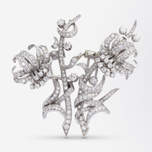 Load image into Gallery viewer, French Convertible Double Clip Diamond Floral Spray Brooch and Ear Clips