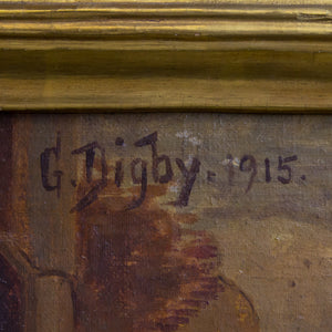 G. Digby Oil on Canvas in Carved Gilt Timber Frame by Walfred Thulin