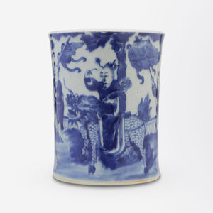 Blue and White Qing Dynasty Brush Pot