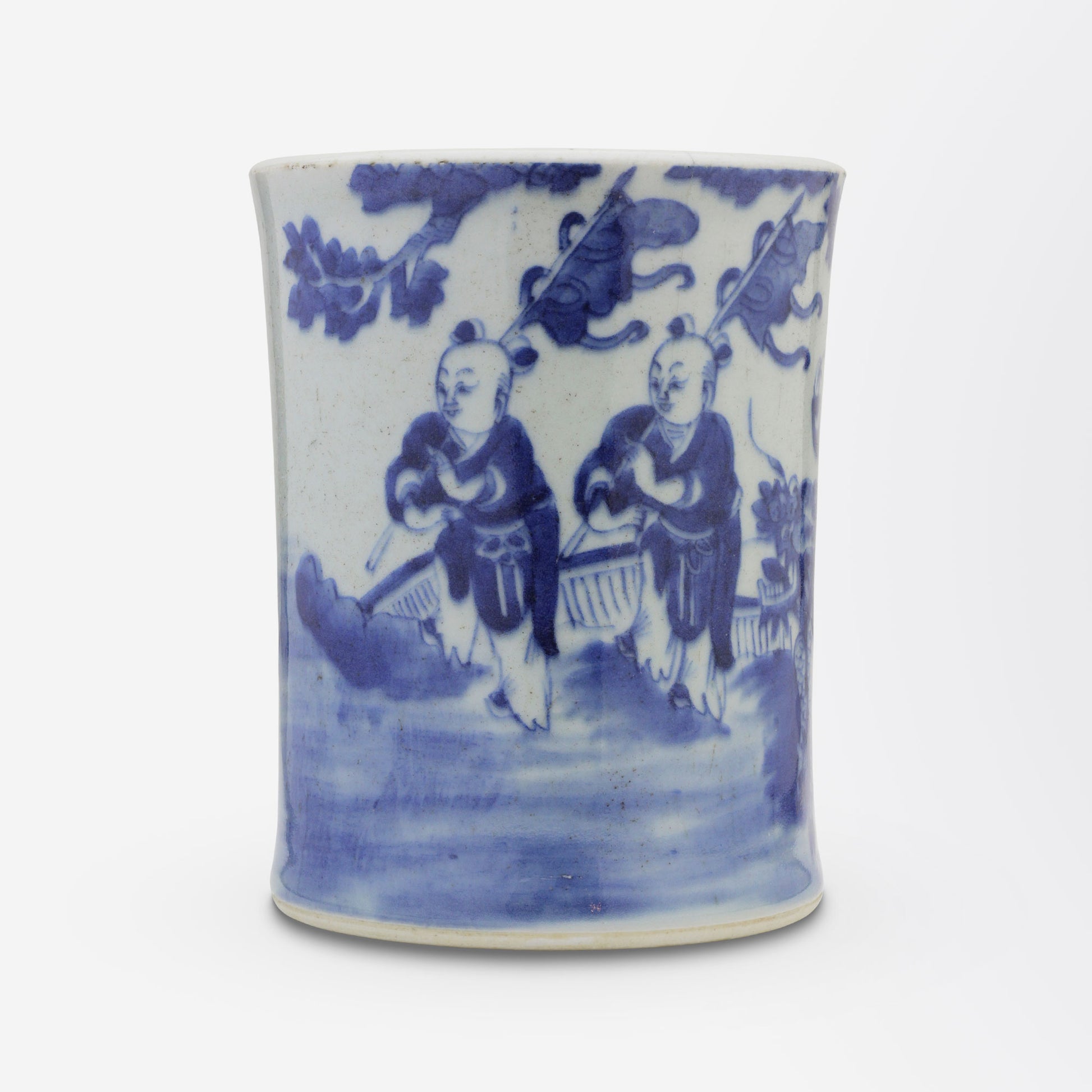 Blue and White Qing Dynasty Brush Pot