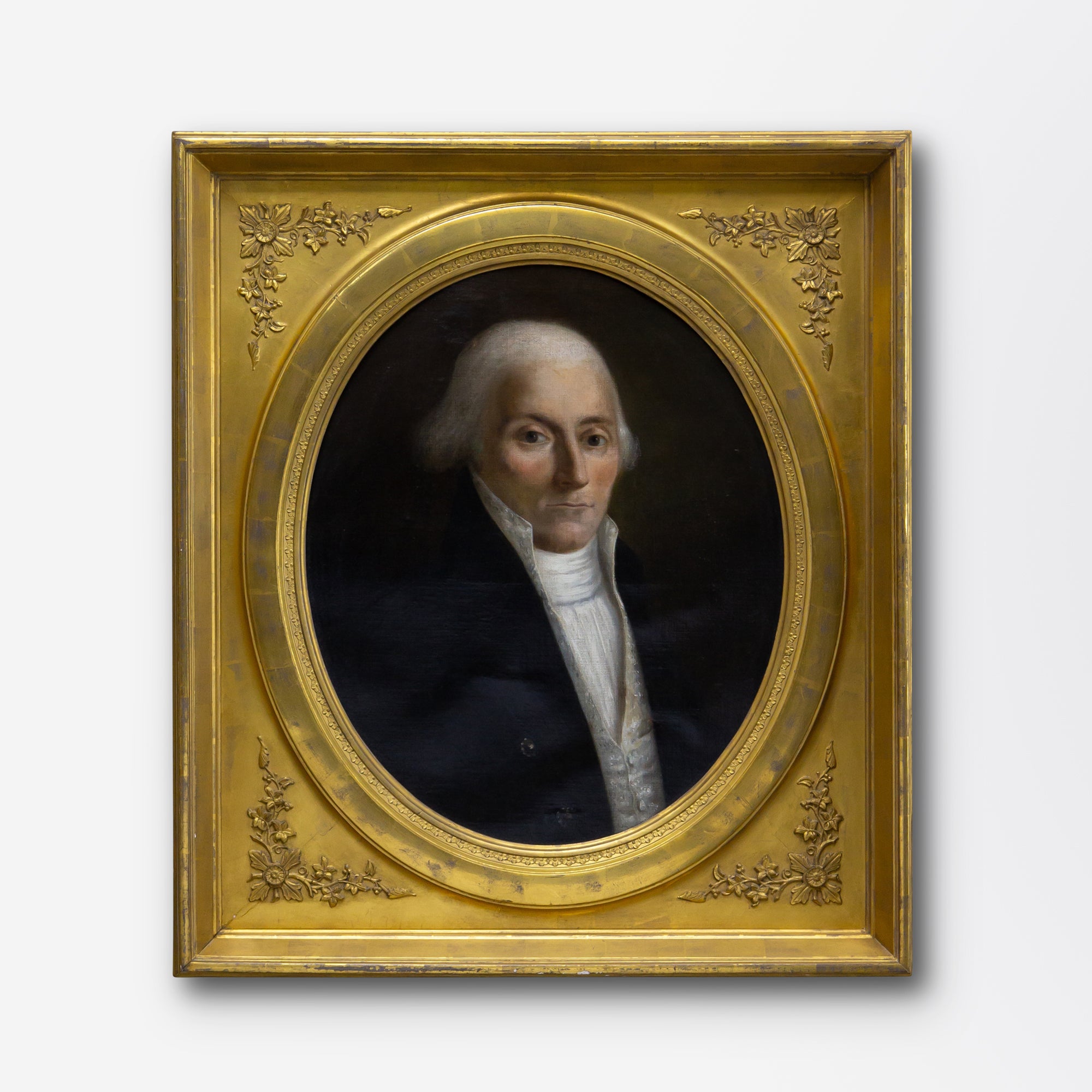 Portrait géorgien d'un gentilhomme dans son cadre doré à l'eau d'origine