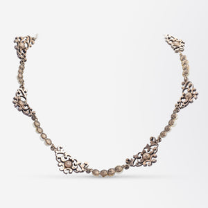 Georgian Natural Pearl and Diamond Necklet