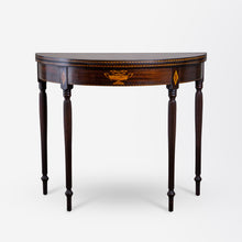 Load image into Gallery viewer, Sheraton Style, George III Period, Demilune Card Table