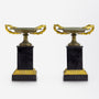 Pair of French, Bronze, Slate & Ormolu Tazza