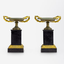 Load image into Gallery viewer, Pair of French, Bronze, Slate &amp; Ormolu Tazza
