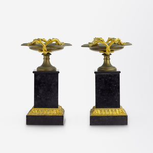 Pair of French, Bronze, Slate & Ormolu Tazza
