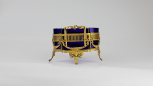 Late Victorian, Neoclassical Style, Gilt Silver and Cobalt Glass Centrepiece