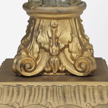 Load image into Gallery viewer, Pair of Glass Column &amp; Brass Base Table Lamps