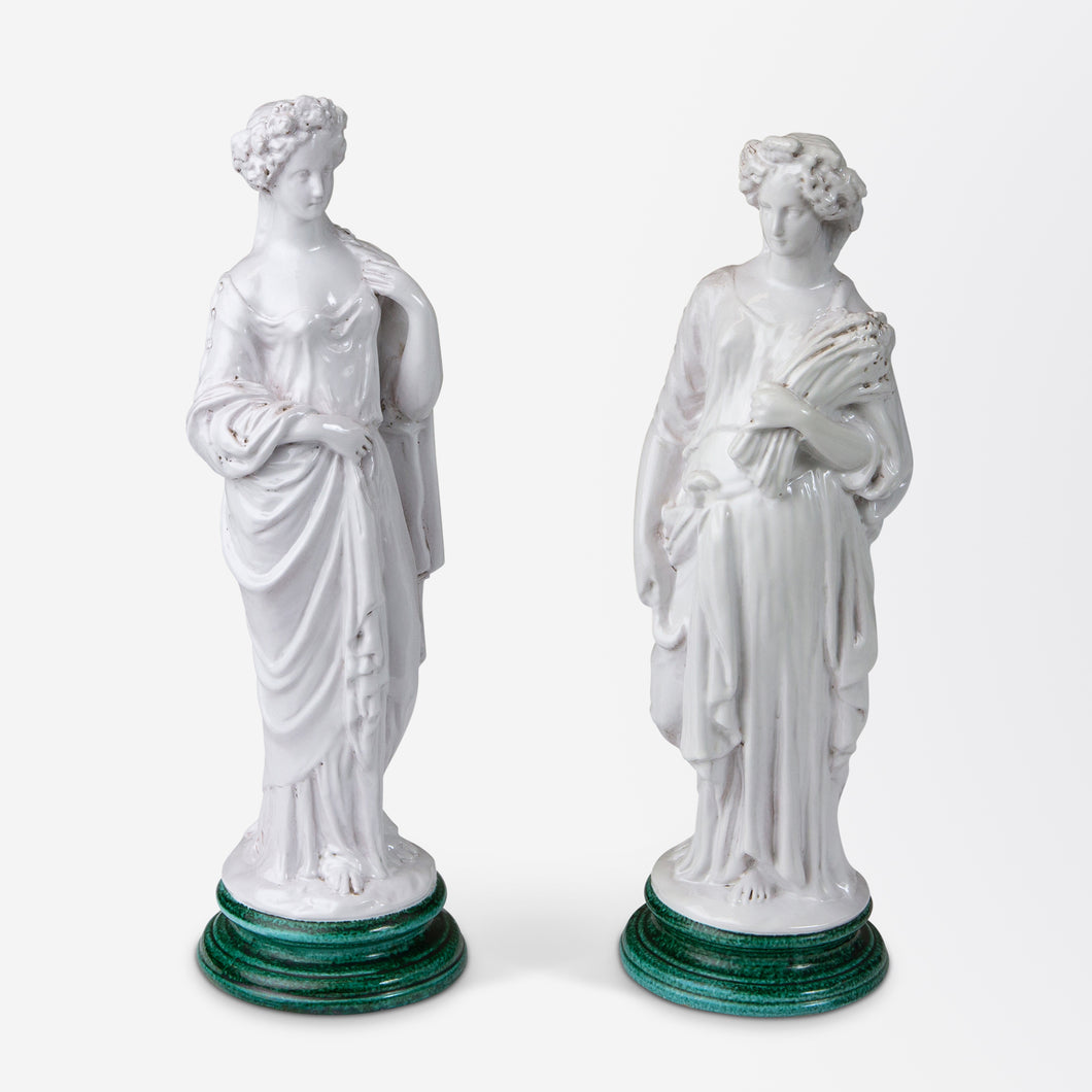 Pair of Italian, Ceramic, Neoclassical Style Roman Goddesses