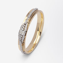 Load image into Gallery viewer, 14kt Yellow Gold and White Gold, Diamond Hinged Bangle
