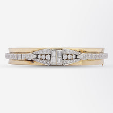 Load image into Gallery viewer, 14kt Yellow Gold and White Gold, Diamond Hinged Bangle