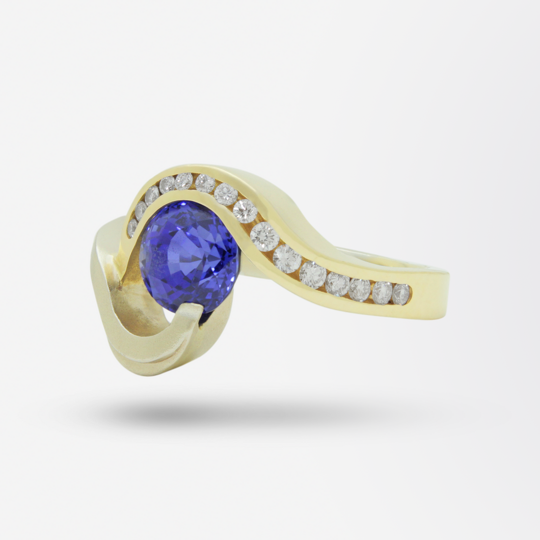 2.70ct Blue Ceylon Sapphire & Diamond Ring