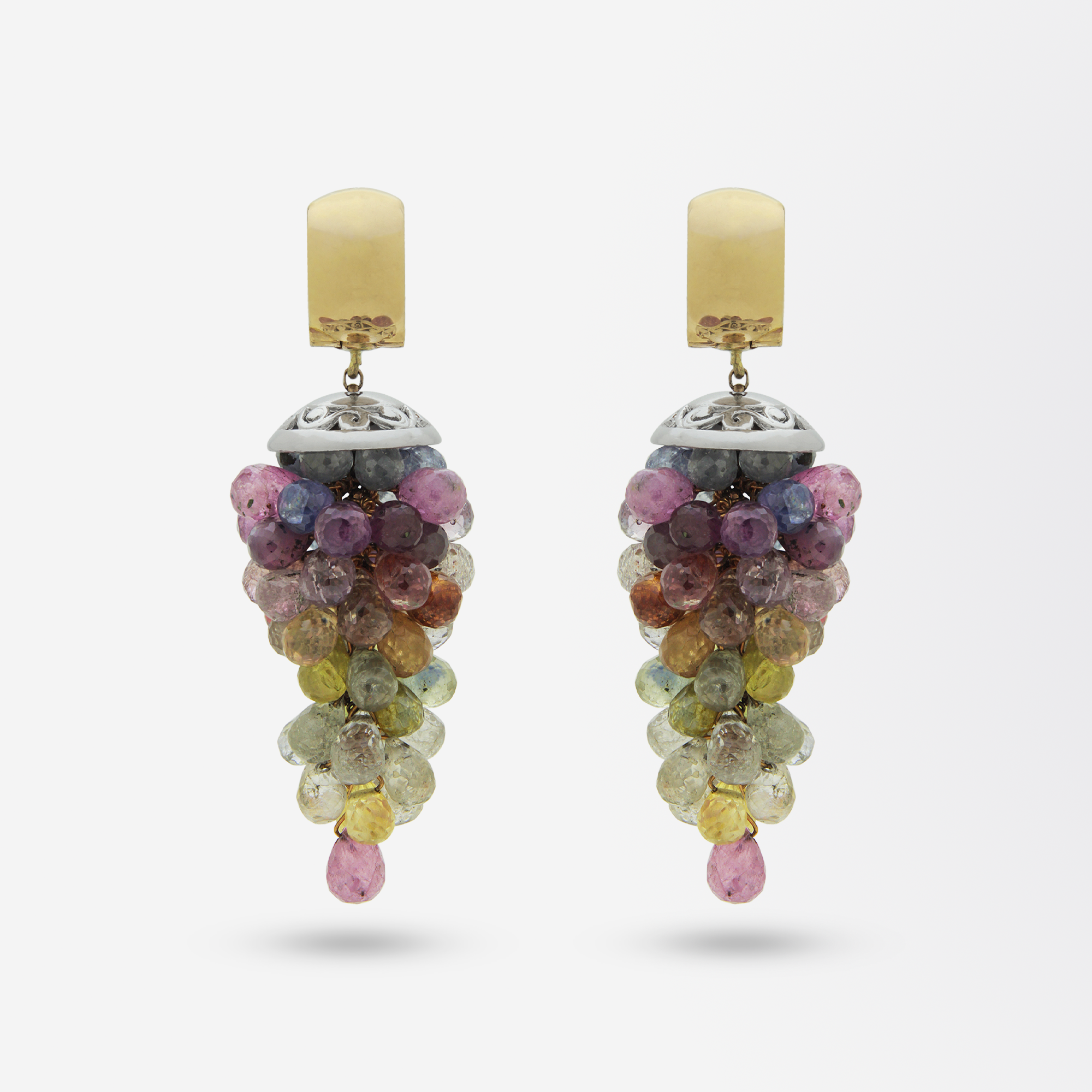 18kt Rose Gold and Sapphire Briolette Drop Earrings