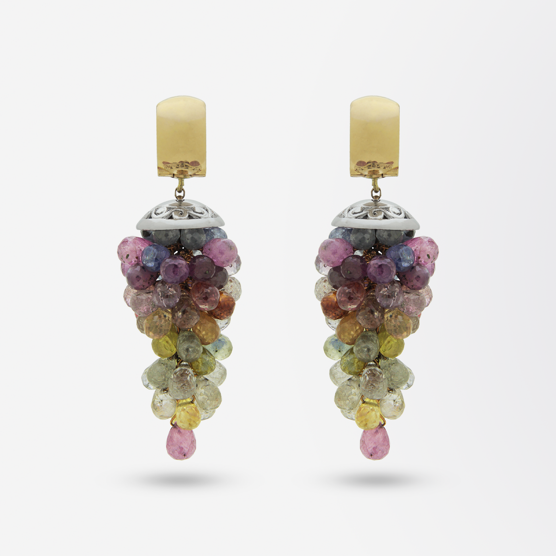 18kt Rose Gold and Sapphire Briolette Drop Earrings