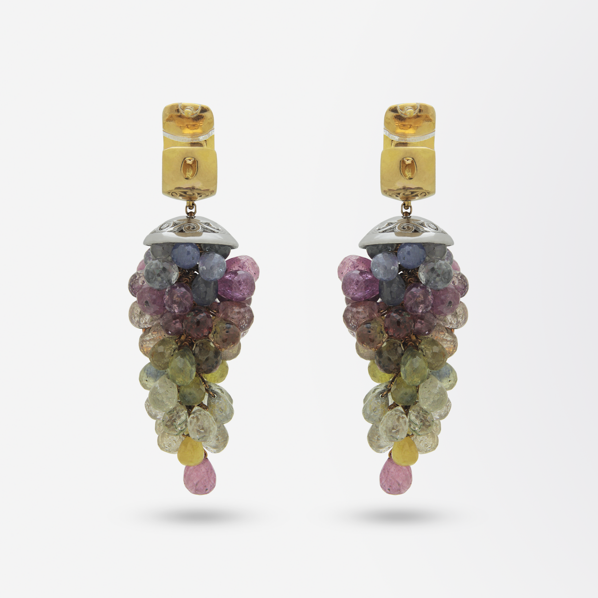 18kt Rose Gold and Sapphire Briolette Drop Earrings