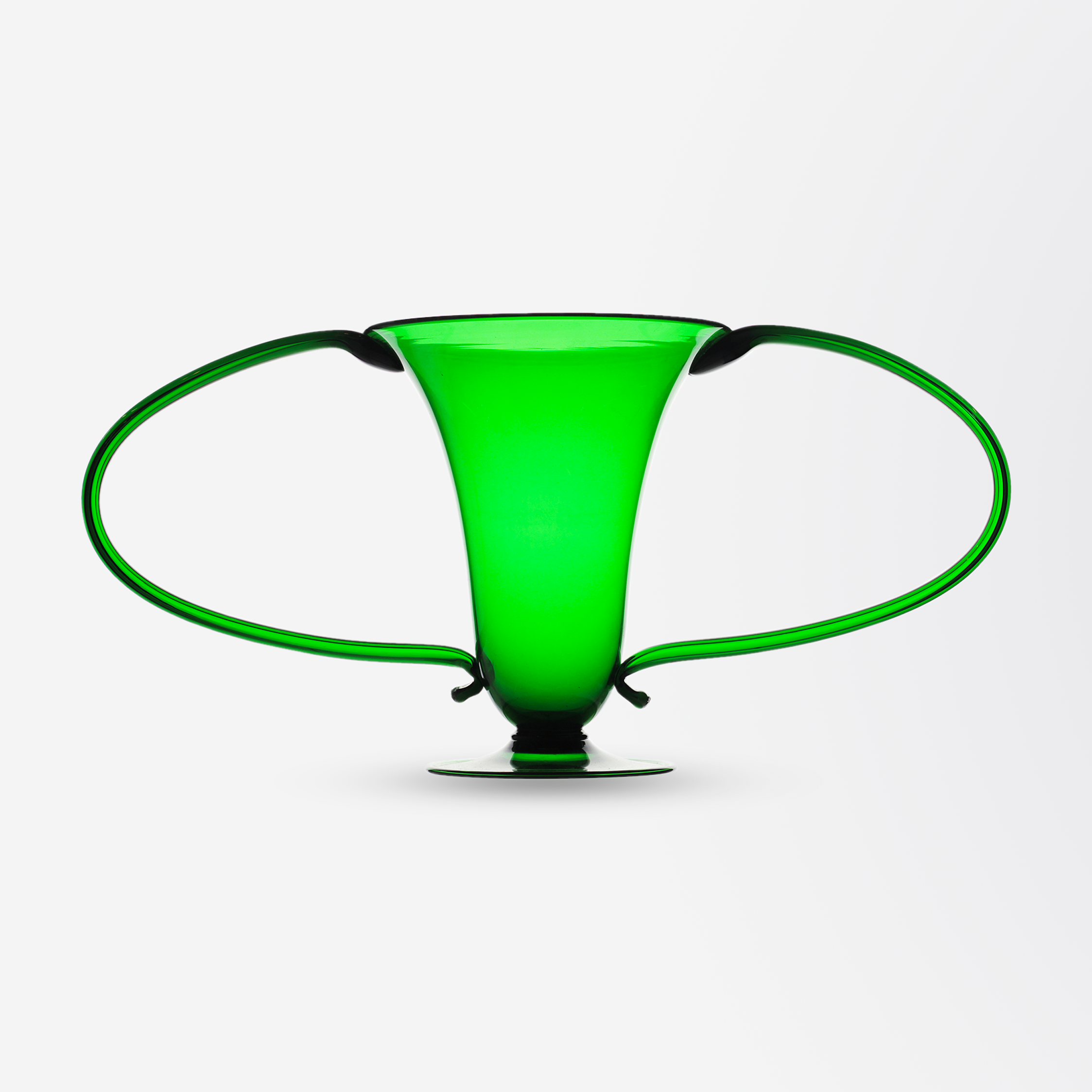 Art Deco Italian 'Libelula" Green Vase by Vittorio Zecchin for Venini