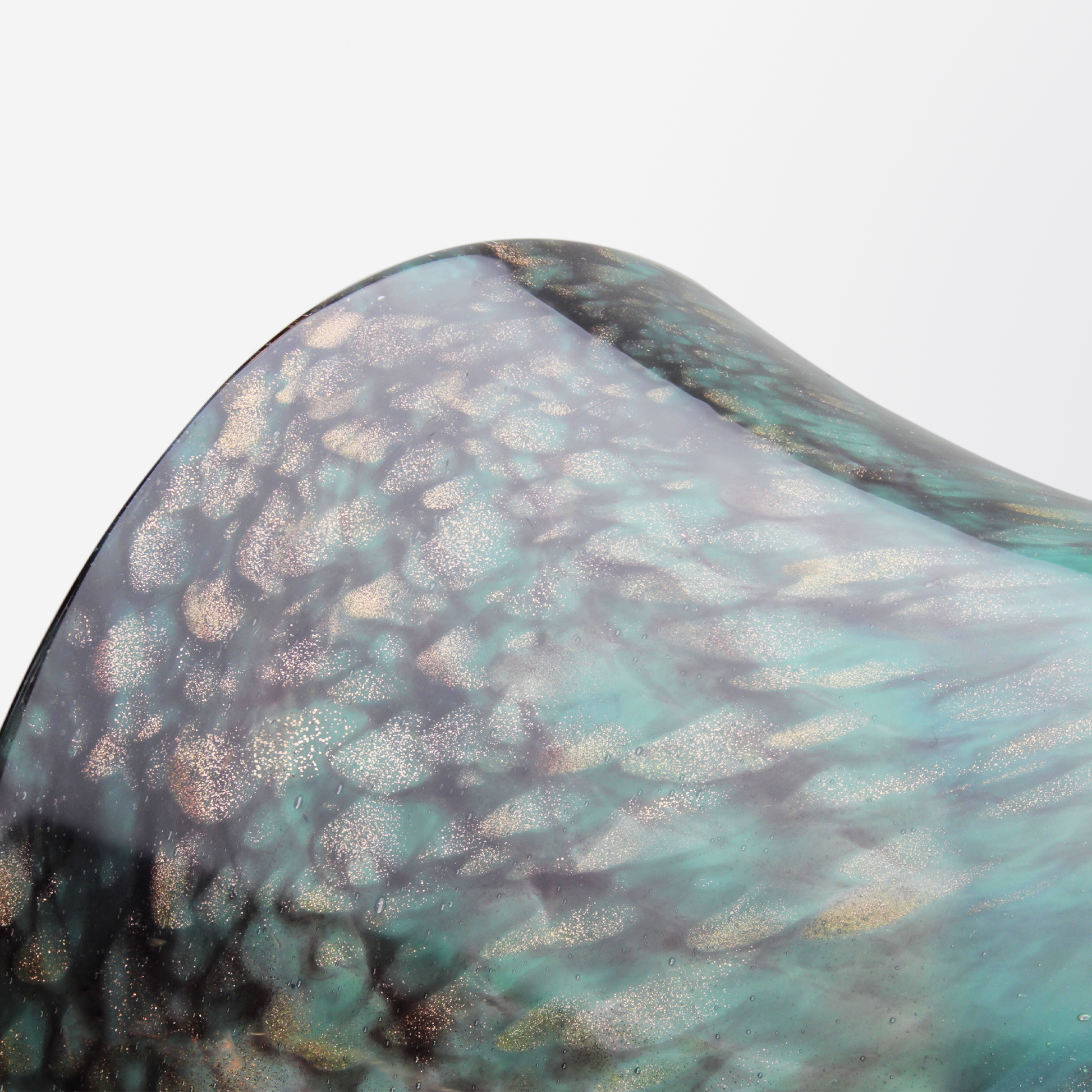 Vase Vasart en verre vert, noir et aventurine de Salvador Ysart