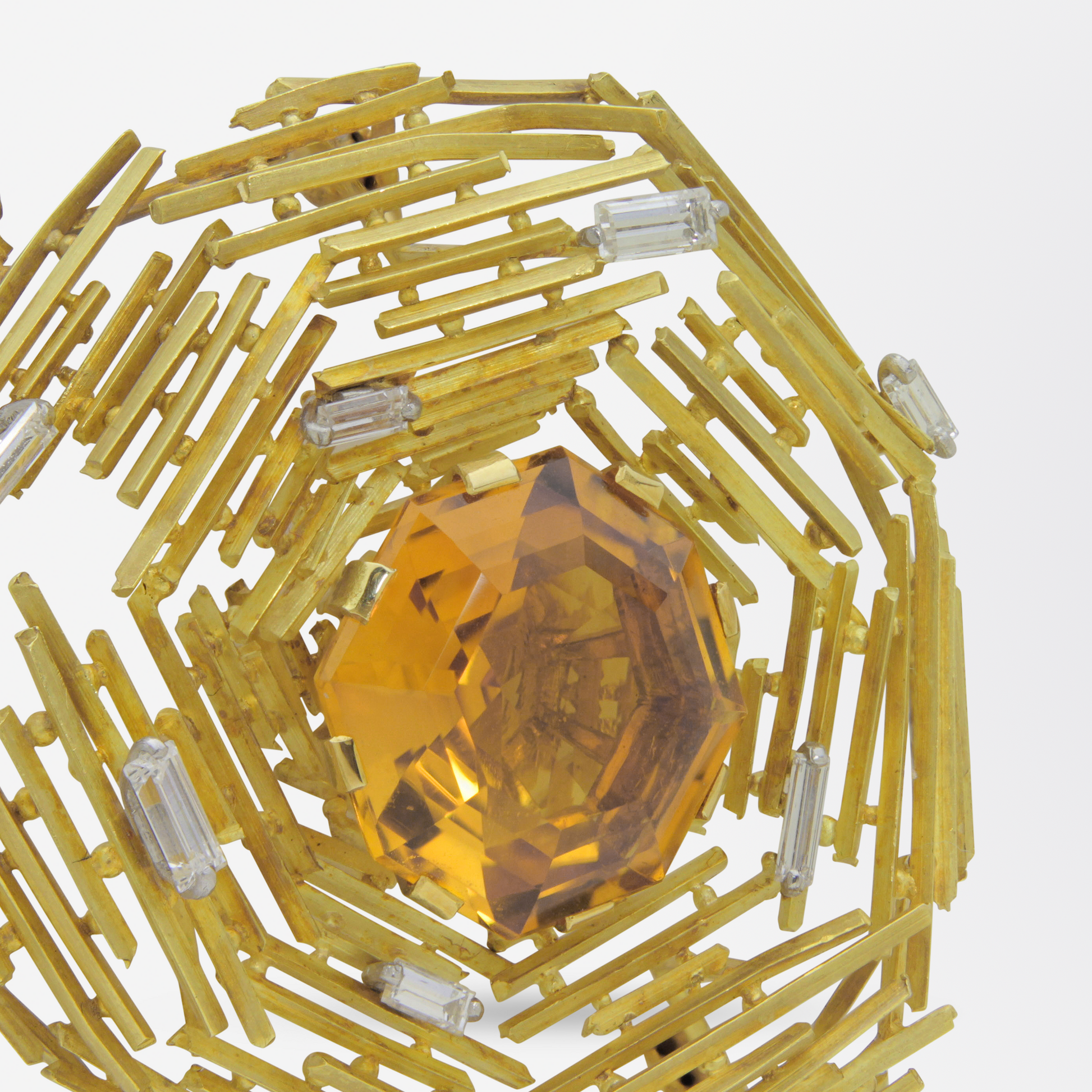 Andrew Grima 18kt Gold, Citrine and Diamond Brooch