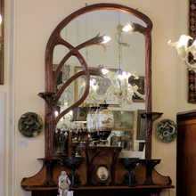 Load image into Gallery viewer, Art Nouveau Mahogany Illuminated Mirror - The Antique Guild