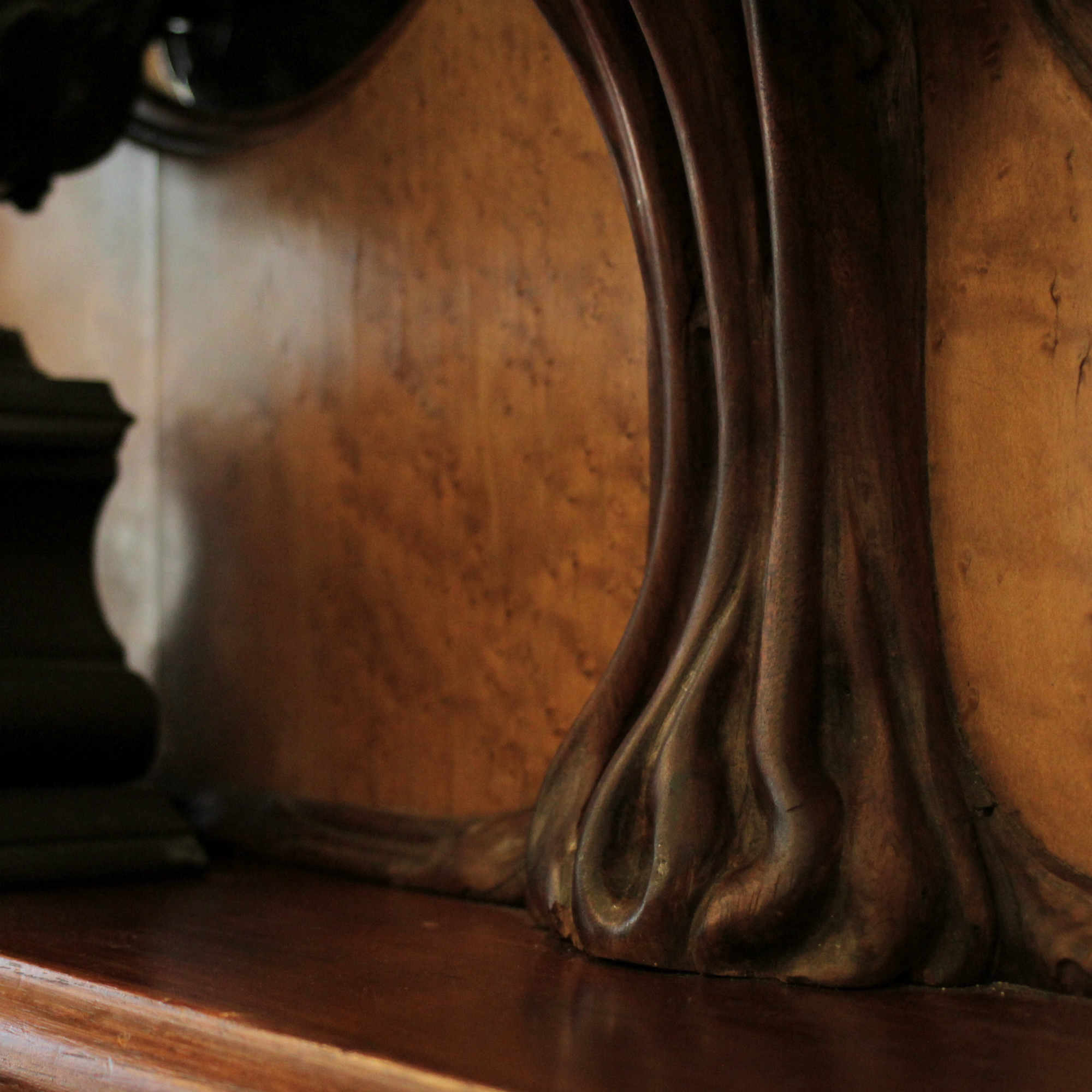 Art Nouveau Mahogany Illuminated Mirror - The Antique Guild