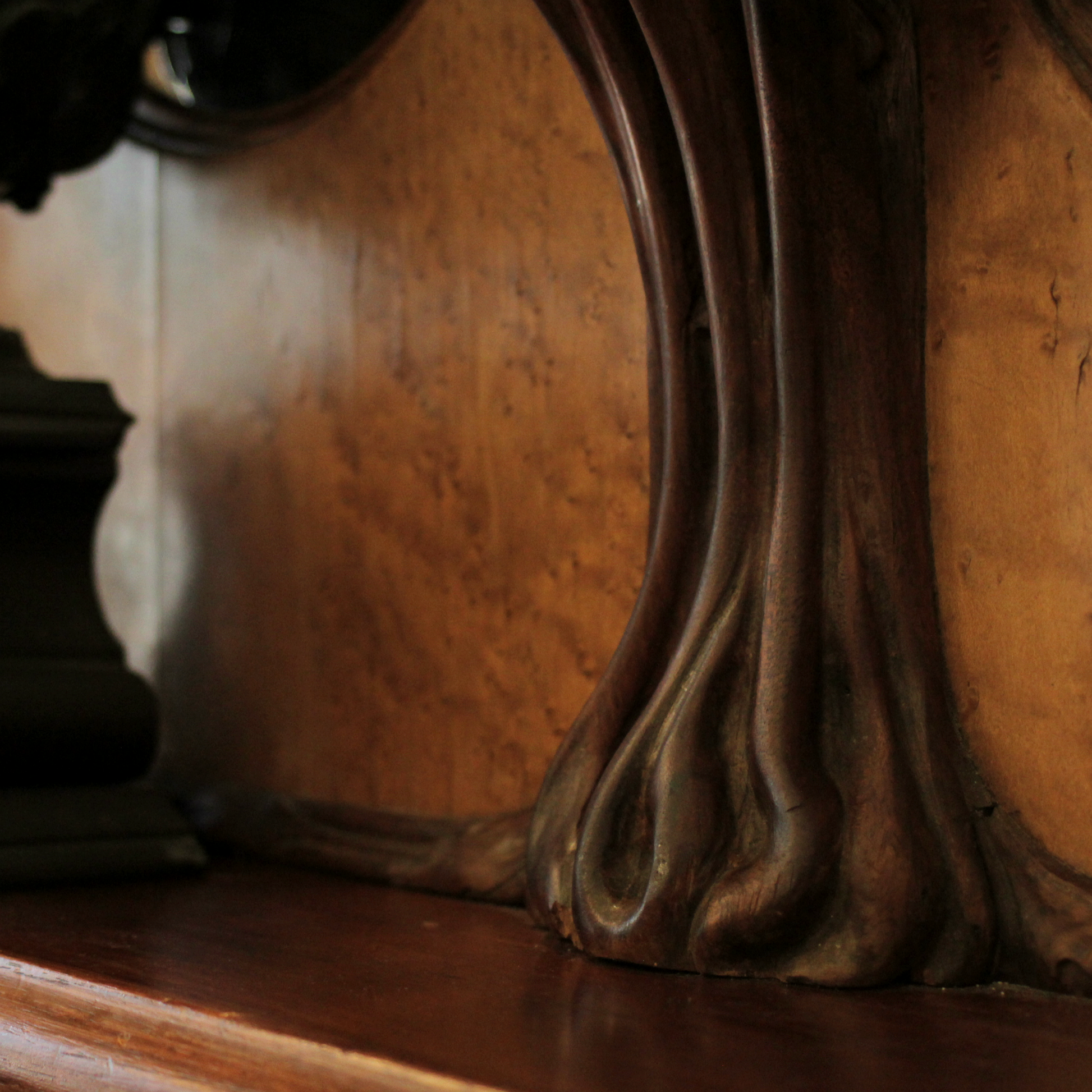 Art Nouveau Mahogany Illuminated Mirror - The Antique Guild