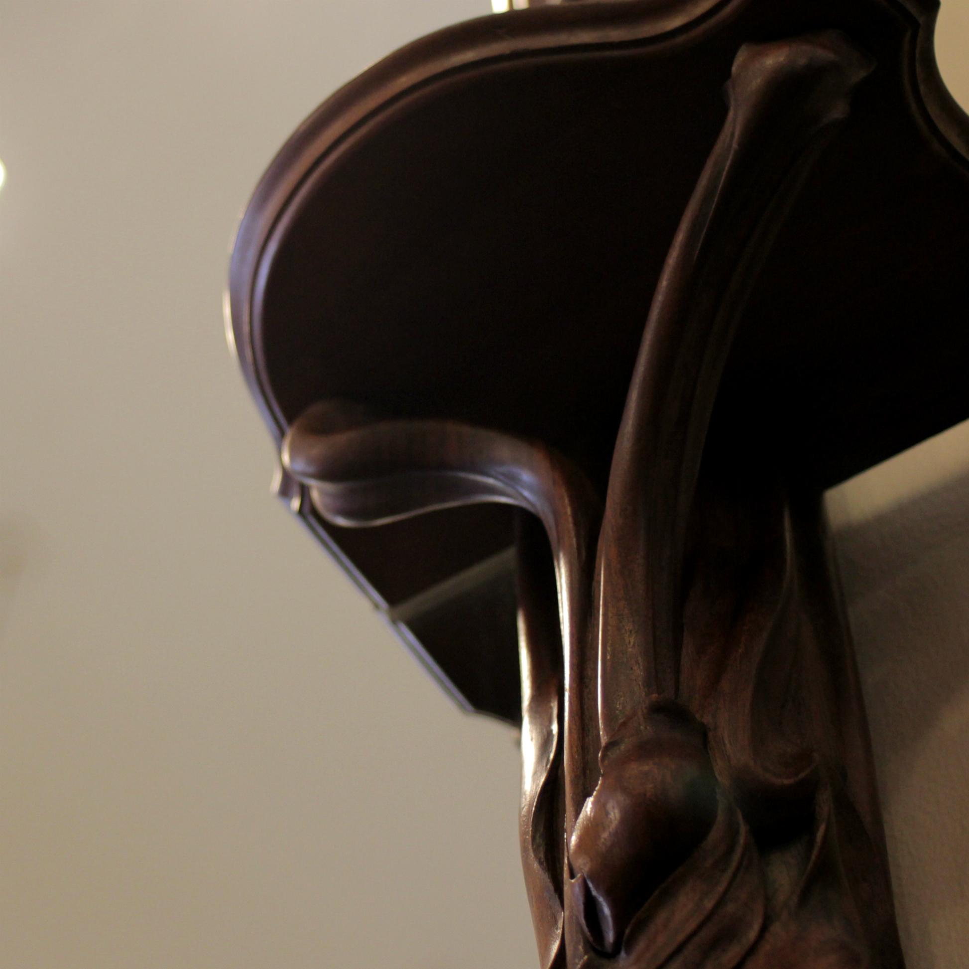 Art Nouveau Mahogany Illuminated Mirror - The Antique Guild