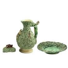 Load image into Gallery viewer, 19th Century Palissy Ware Lidded Jug &amp; Bowl with Frogs and Lizards - The Antique Guild