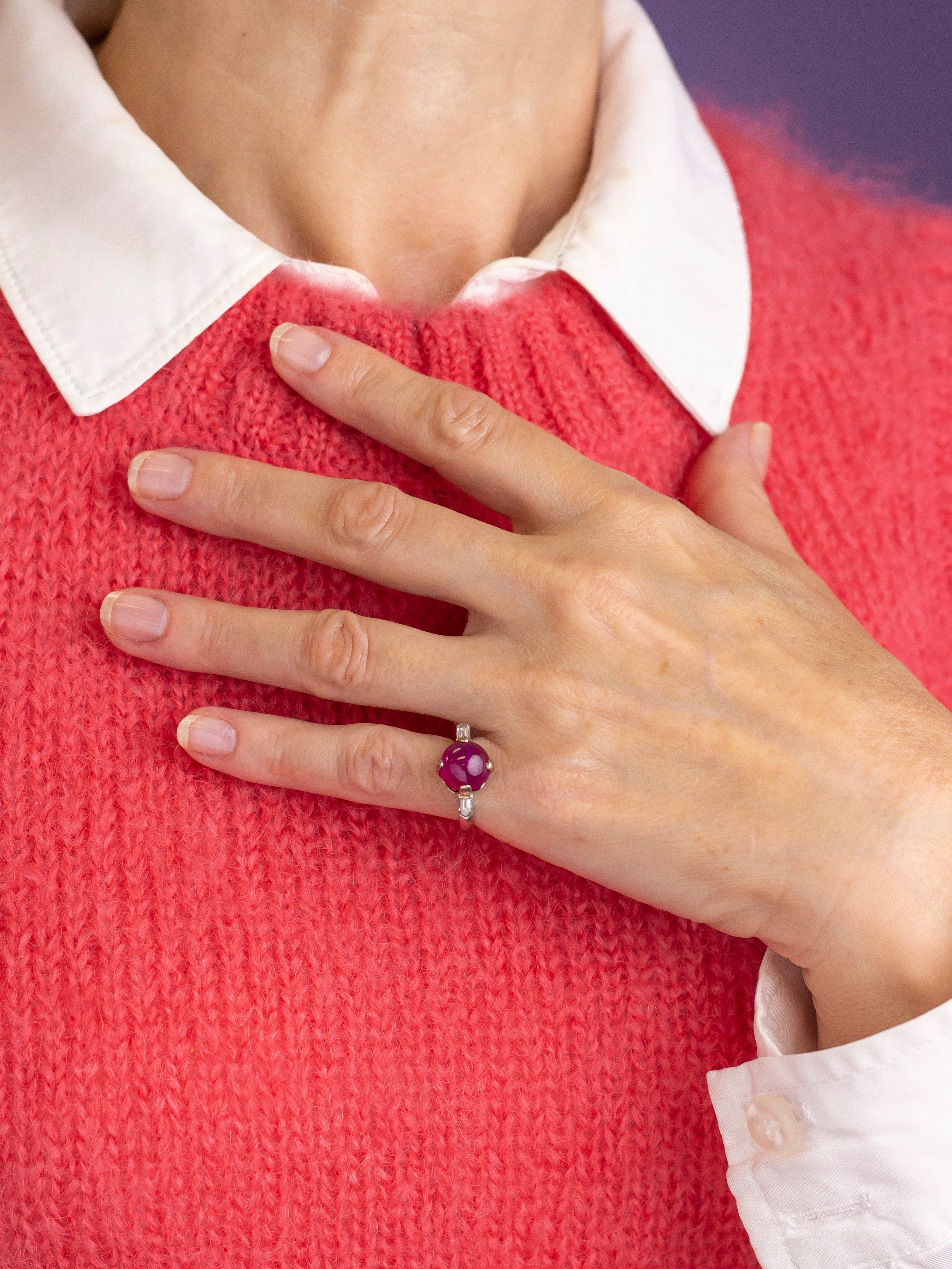 Platinum, Diamond & Unheated Burmese Ruby Ring