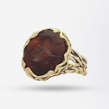Load image into Gallery viewer, Carnelian Intaglio Ring in 9kt Yellow Gold