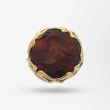 Load image into Gallery viewer, Carnelian Intaglio Ring in 9kt Yellow Gold