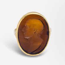 Load image into Gallery viewer, 18kt Yellow Gold Ring With Brown Glass Intaglio by &#39;Hecker&#39;