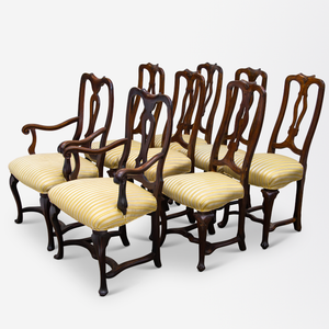 Set of 8 Carved Walnut Baroque Venetian Chairs