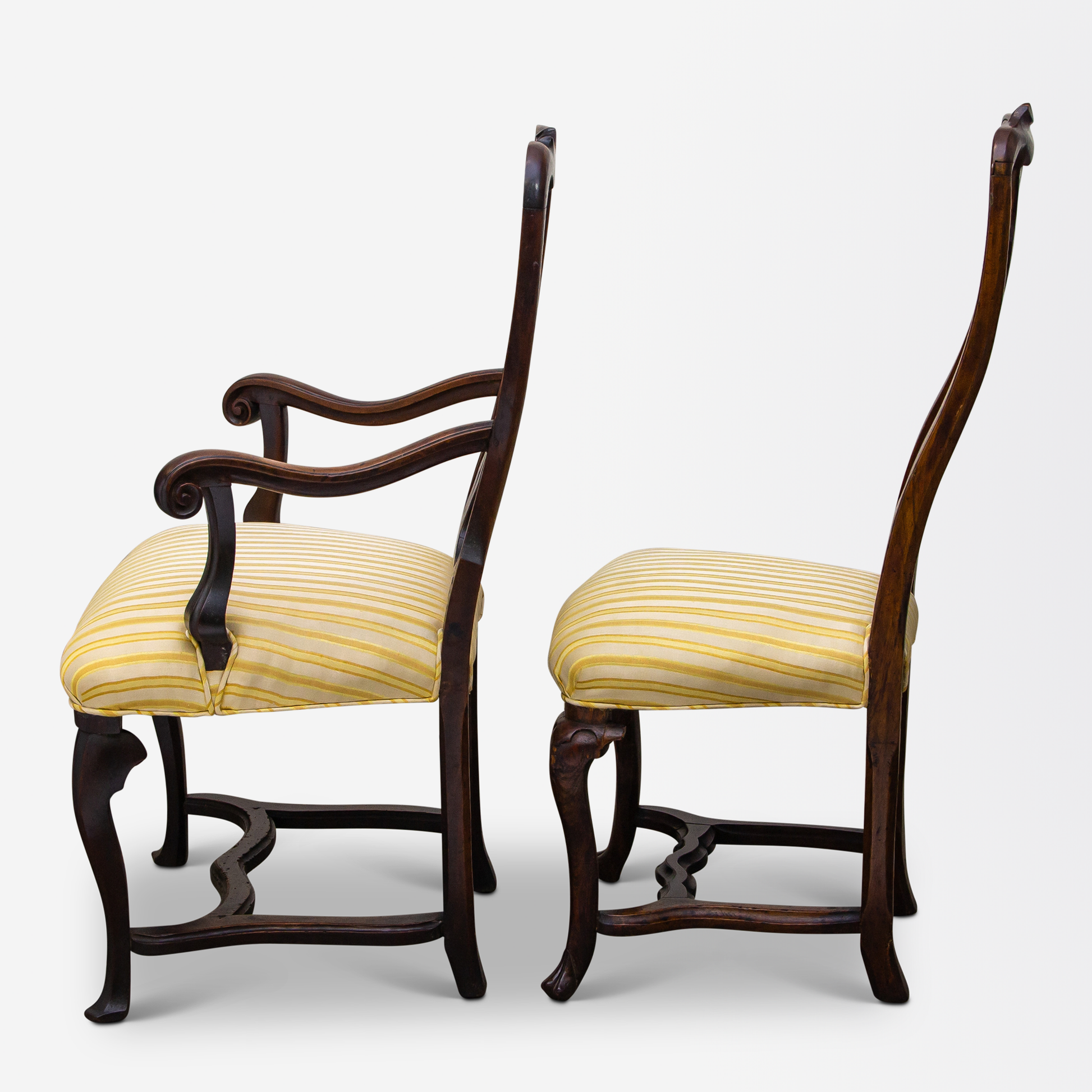 Set of 8 Carved Walnut Baroque Venetian Chairs