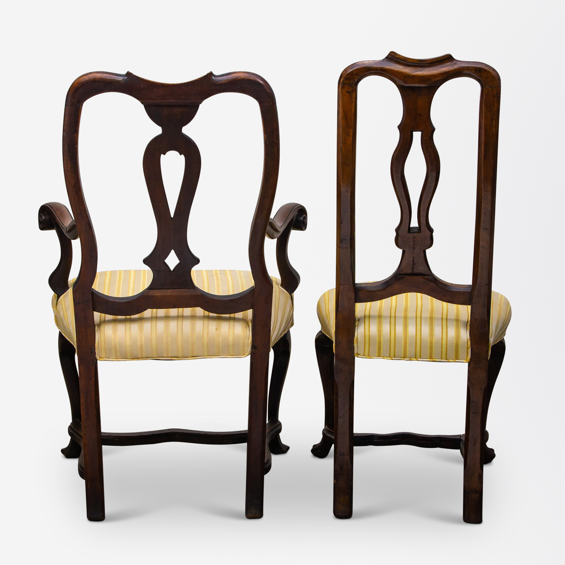 Set of 8 Carved Walnut Baroque Venetian Chairs