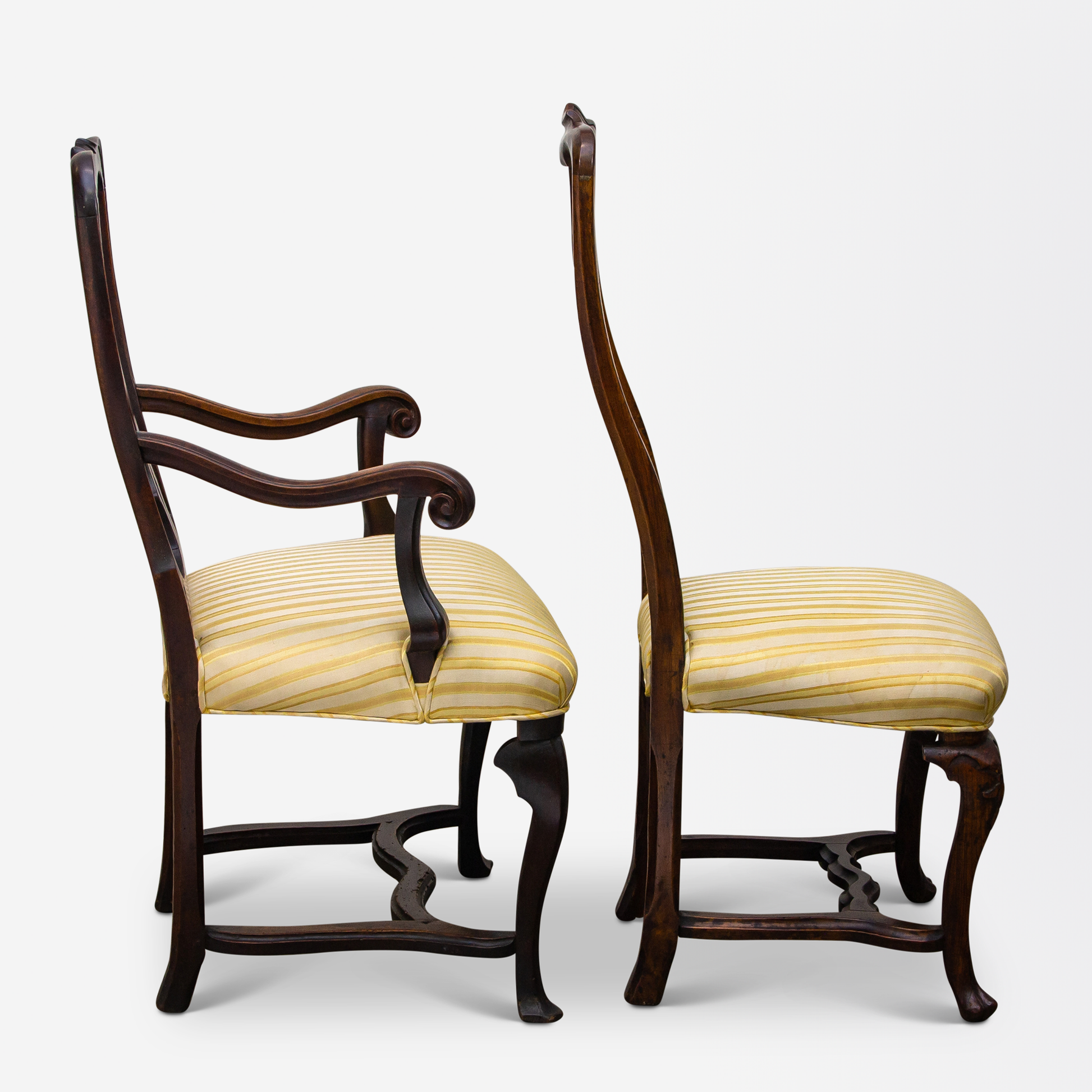 Set of 8 Carved Walnut Baroque Venetian Chairs