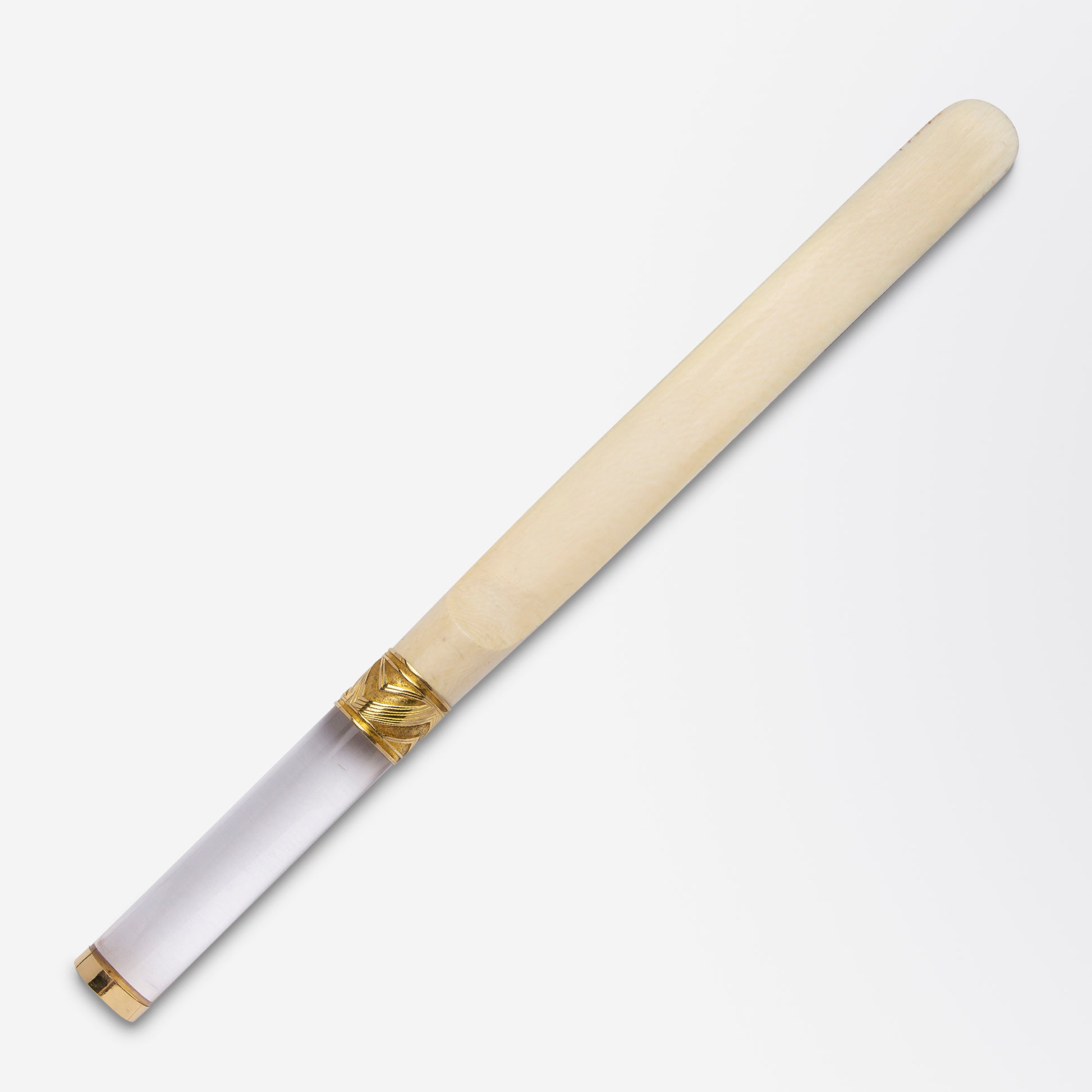 Monumental, Rock Crystal, 18kt Gold & Ivory Paper Knife by G. Keller of Paris