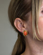 Pair of 14kt Gold & Cabochon Coral Earrings