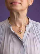Load image into Gallery viewer, Art Nouveau, 9kt Yellow Gold, Pink Tourmaline &amp; Seed Pearl Pendant