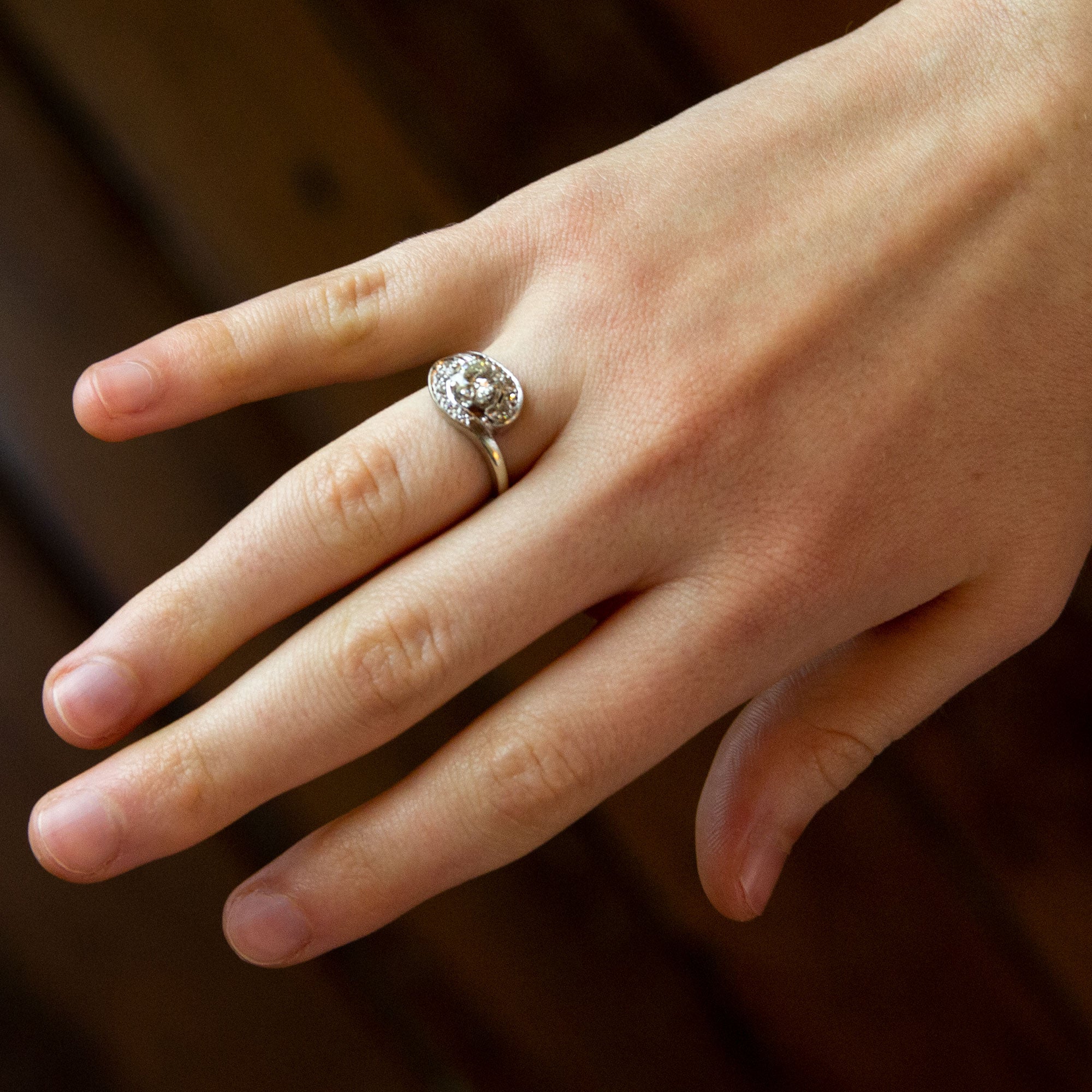 14kt White Gold and Diamond Swirl Ring