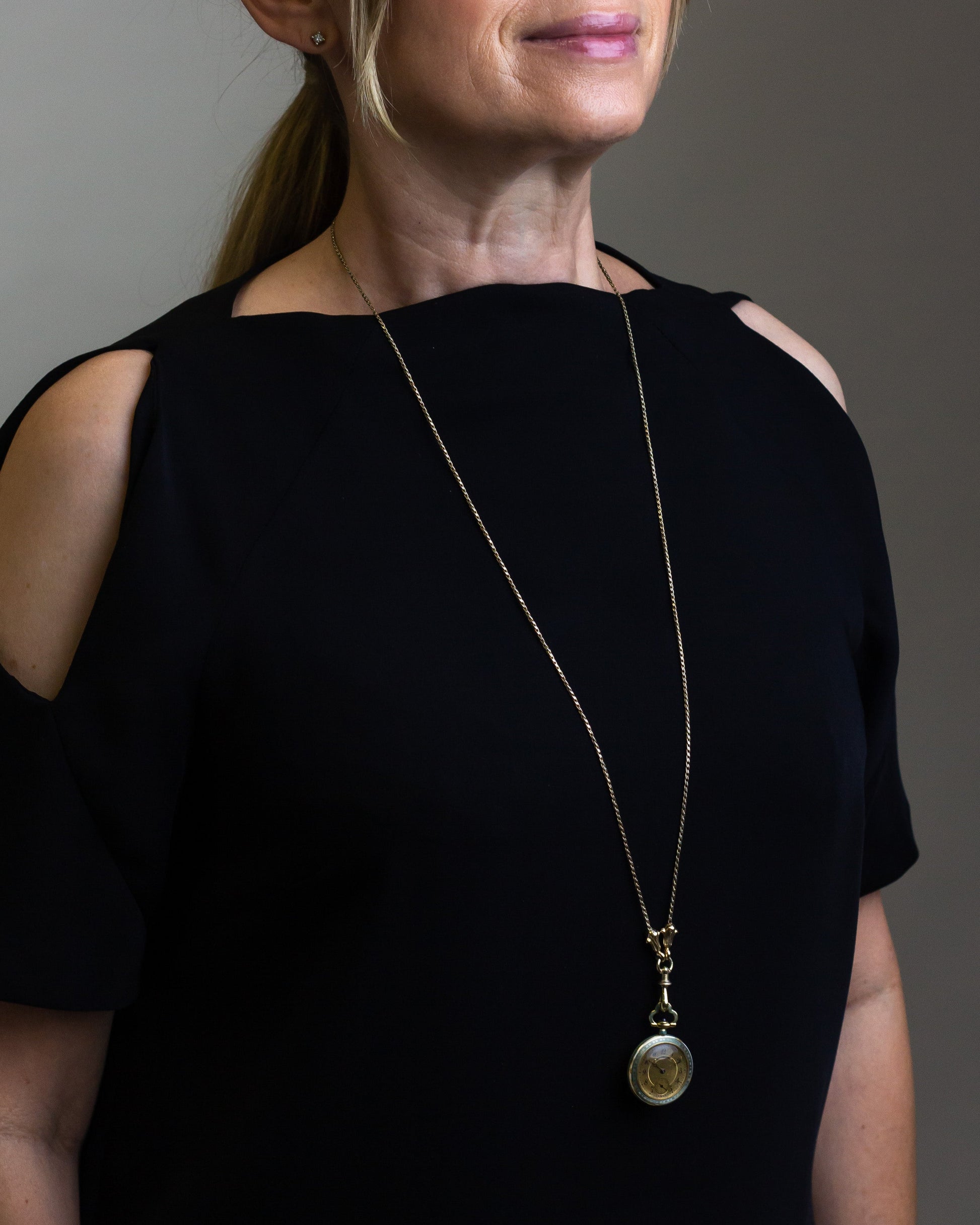 18kt Gold, Tiffany & Co Enamelled Pendant Watch on Chain